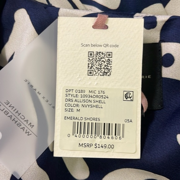 Alex Marie Womens Allison Satin Shell Print Crepe Short Sleeve A-Line Dress Sz M - Picture 15 of 16